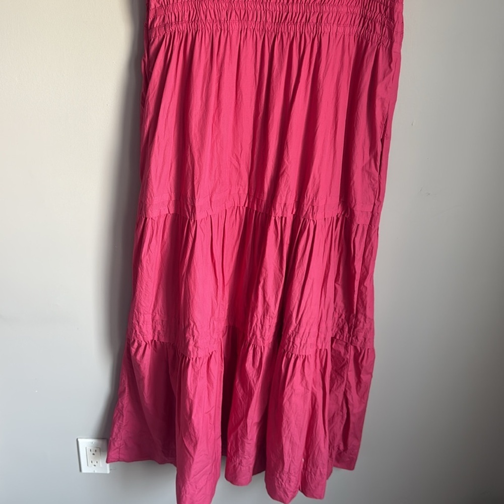 Quince Hot Pink Short-Sleeve Tiered Maxi Dress - Picture 10 of 13